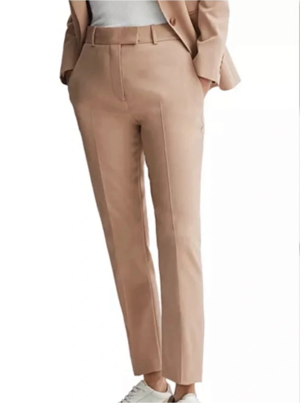 Reiss Tailored Straight-Leg Women's Ankle 
Trousers in Camel